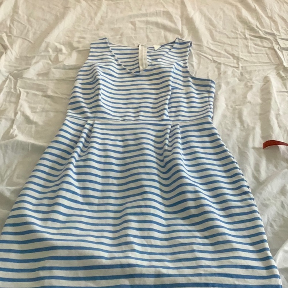 Blue and white striped dress